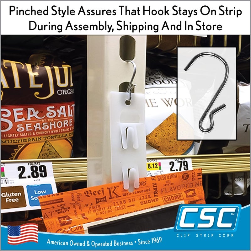Clip Strip 100 Pack S Hooks, 1.69" S Shaped Hooks for Hanging Plants, DIY Crafts, Jewelry, Keys, Decorations, Kitchen Utensils, Merchandisers, Displays, Products in Retail, Pinched Version - Image 4